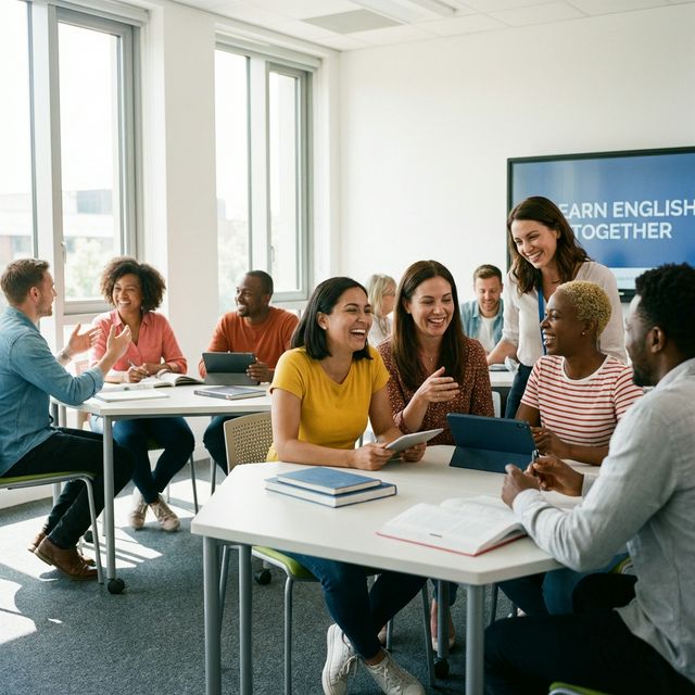Estudantes em sala de aula moderna